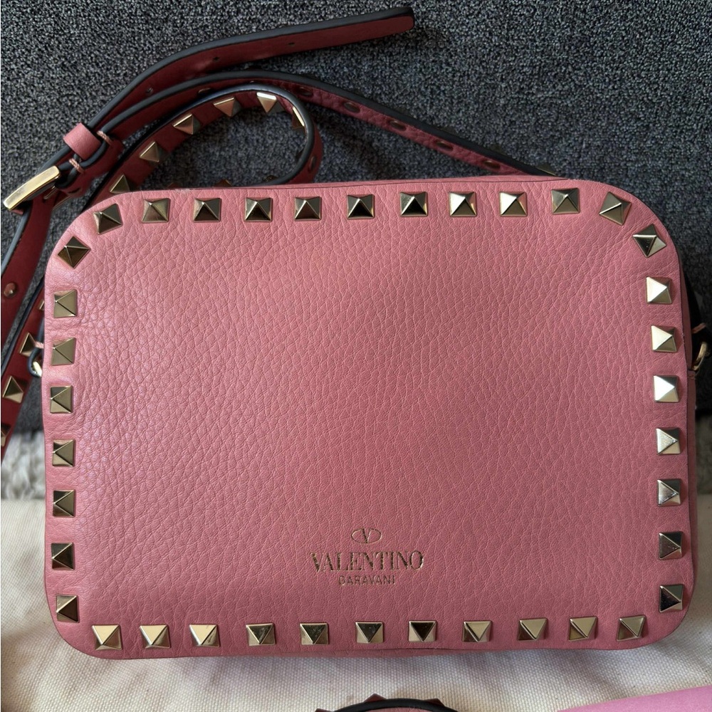 Valentino Pink Leather Bag with Gold Studs